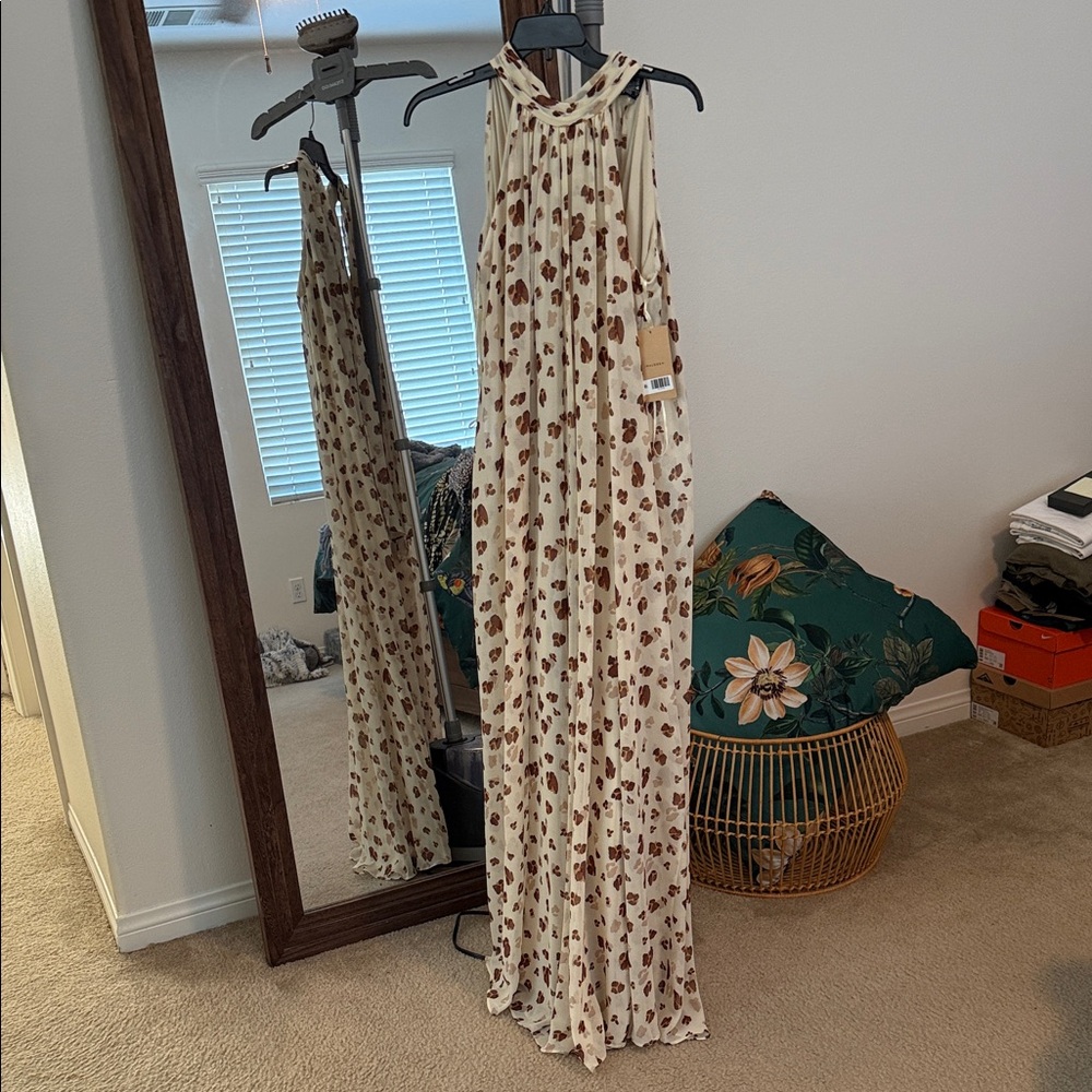 Halogen Cream Jumpsuit with Brown Leopard Design